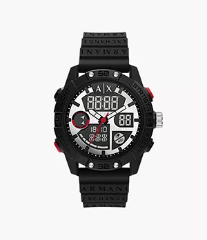 Armani Exchange analogue-Digital Black Silicone Watch