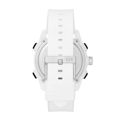 Watch Station analogue-Digital White Armani - - Exchange AX2961 Silicone Watch