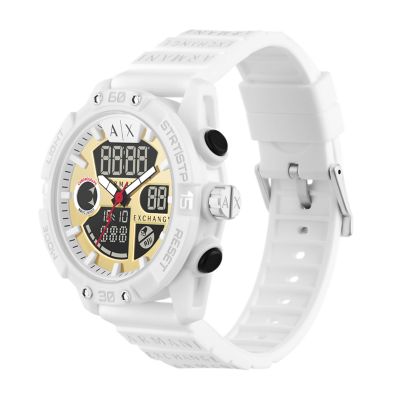 Armani Exchange analogue-Digital White Silicone Watch - AX2961