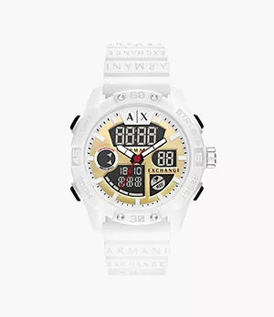 Armani Exchange Analog-Digital White Silicone Watch