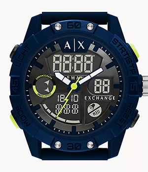 Armani Exchange Analog-Digital Blue Silicone Watch