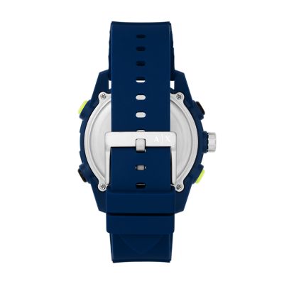 Armani Exchange analogue-Digital Blue Silicone Watch - AX2962