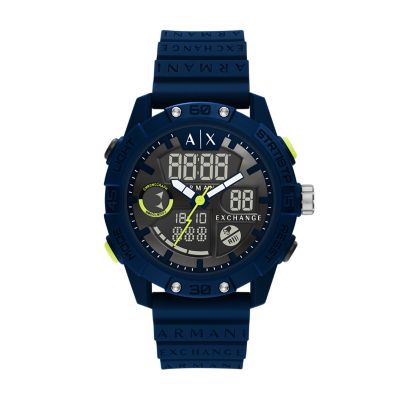 Armani Exchange analogue-Digital Blue Silicone Watch - AX2962 - Watch  Station