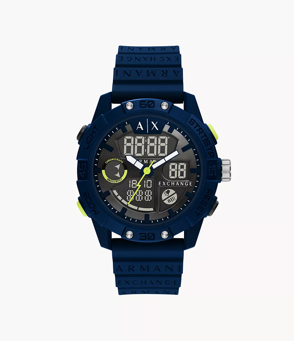 Armani Exchange analogue-Digital Blue Silicone Watch - AX2962 - Watch  Station