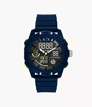 Armani Exchange Analog-Digital Blue Silicone Watch
