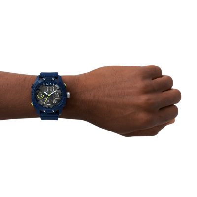 Armani Exchange analogue-Digital Watch AX2962 Blue Watch Station - - Silicone