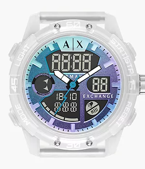 Armani Exchange Analog-Digital Clear Silicone Watch