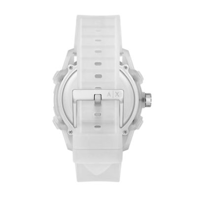 Armani Exchange Analog-Digital Clear Silicone Watch - AX2963