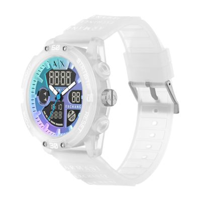 Armani Exchange Analog Digital Clear Silicone Watch AX2963