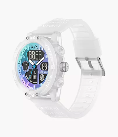 Armani Exchange Analog-Digital Clear Silicone Watch - AX2963 