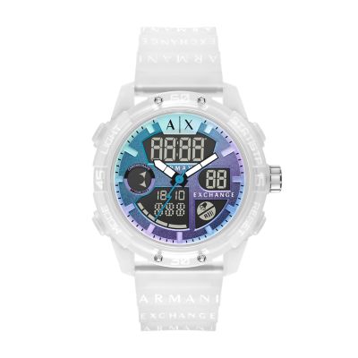 Armani Exchange Analog-Digital Clear Silicone Watch - AX2963 - Watch Station