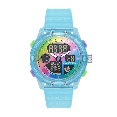 Armani Exchange Analog-Digital Watch Blue Silicone - Station Watch AX2964 