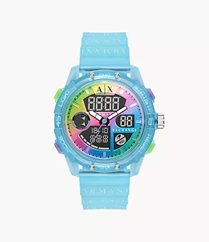 Armani Exchange analogue-Digital Blue Silicone Watch