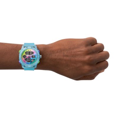 Armani Exchange Analog-Digital Blue Silicone Watch - AX2964
