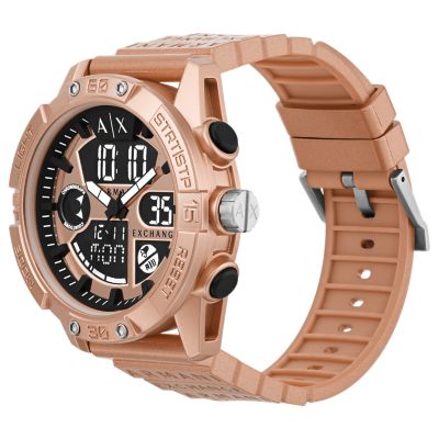 Armani Exchange Watch Analog-Digital Polyurethane - AX2967 Rose Station Watch - Gold