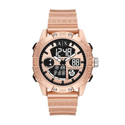 Polyurethane Watch - Analog-Digital AX2967 Gold Watch Station - Rose Armani Exchange