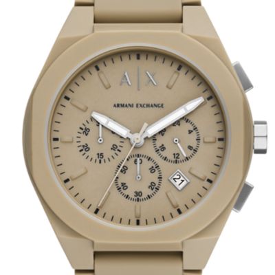 Armani Exchange Chronograph Brown Silicone Watch