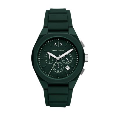 Armani Exchange Men's Chronograph Green Silicone Watch - Green
