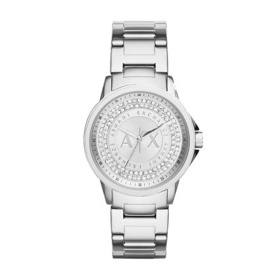 Armani exchange deals silver womens watch