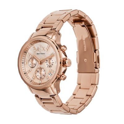 Armani exchange rose gold best sale