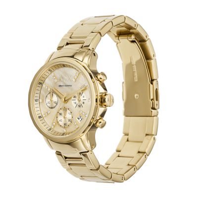 Armani Exchange Chronograph Gold Tone Stainless Steel Watch