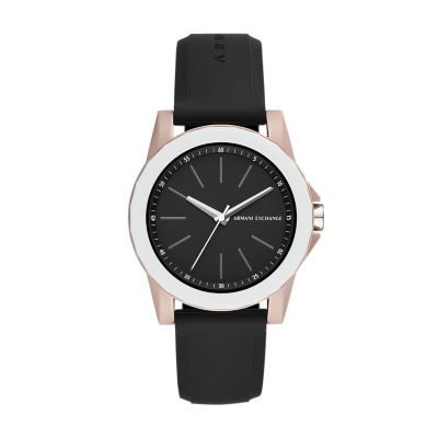 armani exchange black silicone watch