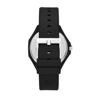 Armani Exchange Three-Hand Silicone Station Watch AX4600 - - Black Watch