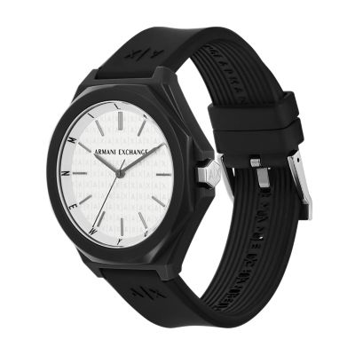 Armani Exchange Three-Hand Black Silicone Watch - AX4600 - Watch