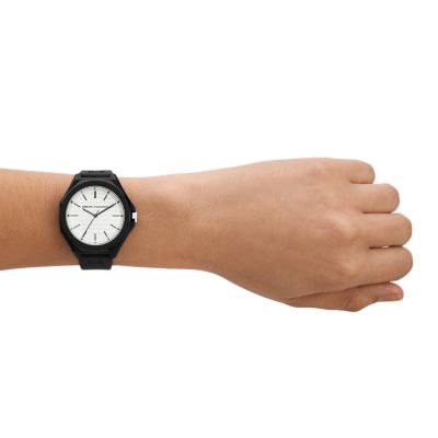 Armani Exchange Watch Black Three-Hand Watch - Station - Silicone AX4600