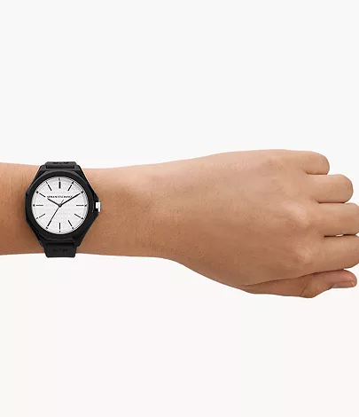 Armani Exchange Three-Hand Black Silicone Watch - AX4600 - Watch Station