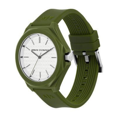 Armani Exchange Three-Hand Green Silicone Watch - AX4601 - Watch 