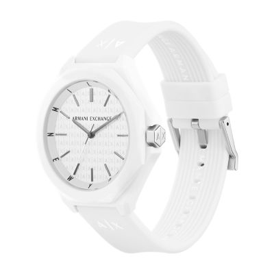 Armani Exchange Armani Exchange Three-Hand Silicone Watch White