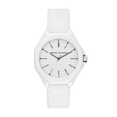 Armani Exchange Three-Hand White Station Watch - Watch AX4602 - Silicone
