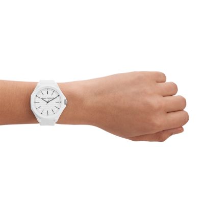 Armani Exchange Three-Hand White Silicone Watch - AX4602 - Watch