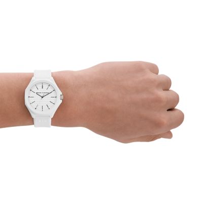 Armani Exchange Three-Hand White Silicone Watch - AX4602 - Watch Station