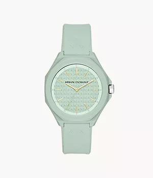 Armani Exchange Three-Hand Green Silicone Watch