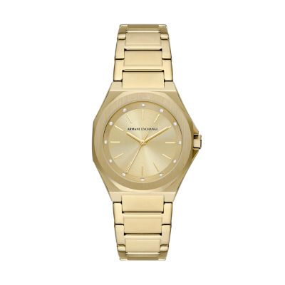 Exchange - Gold-Tone Armani - Steel Stainless Watch AX4608 Station Three-Hand Watch