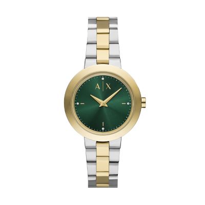 Gold,Silver for Armani Exchange Two-Hand Two-Tone Stainless Steel Watch