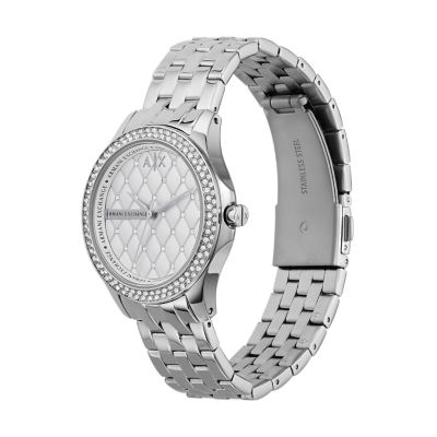 Armani Exchange Women's Three-Hand Silver-Tone Stainless Steel