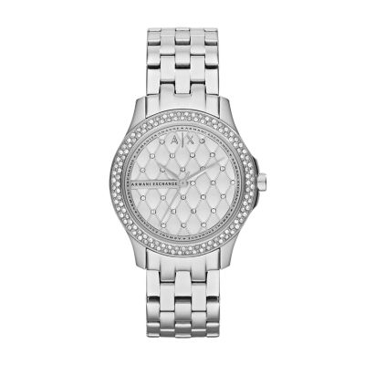 Armani Exchange Women's Three-Hand Silver-Tone Stainless Steel Watch - Silver