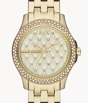 Armani Exchange Women’s Three-Hand Gold-Tone Stainless Steel Watch
