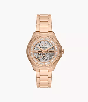 Armani Exchange Automatic Rose Gold-Tone Stainless Steel Watch