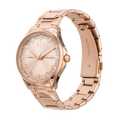 Armani Exchange Three-Hand Rose Gold-Tone Stainless Steel Watch - AX5264 - Watch  Station