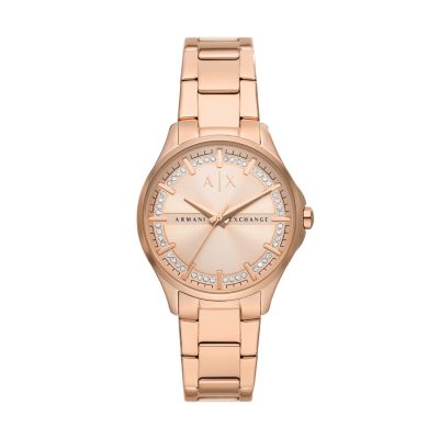 Armani exchange women's gold watch hotsell