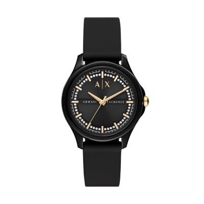 Armani exchange deals black silicone watch