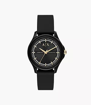 Armani Exchange Uhr 3-Zeiger-Werk Silikon schwarz