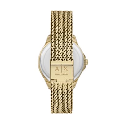 Armani Exchange Three-Hand Gold-Tone Station Stainless Steel - AX5274 - Watch Mesh Watch