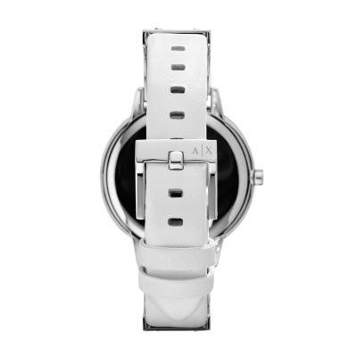 Three-Hand White Leather Watch 
