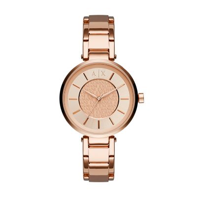 armani exchange women's rose gold watch