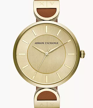 Armani Exchange Uhr 3-Zeiger-Werk Leder braun